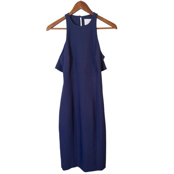 Cinq a Sept NWT Indigo Makenna Dress Keyhole Cutout Back Knee Length Dress 2 - Picture 3 of 9